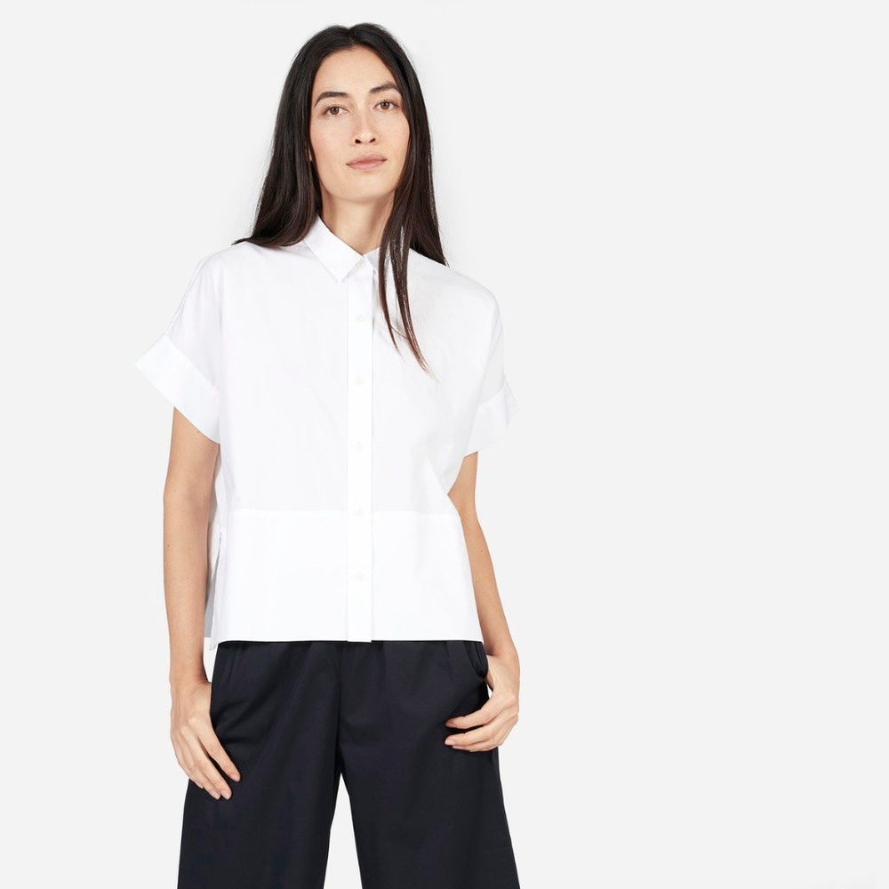 Everlane Poplin Short-Sleeve Shirt, 00, White